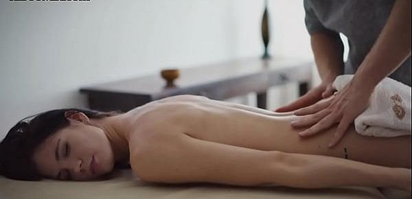  Beautiful massage babe rides masseur on table